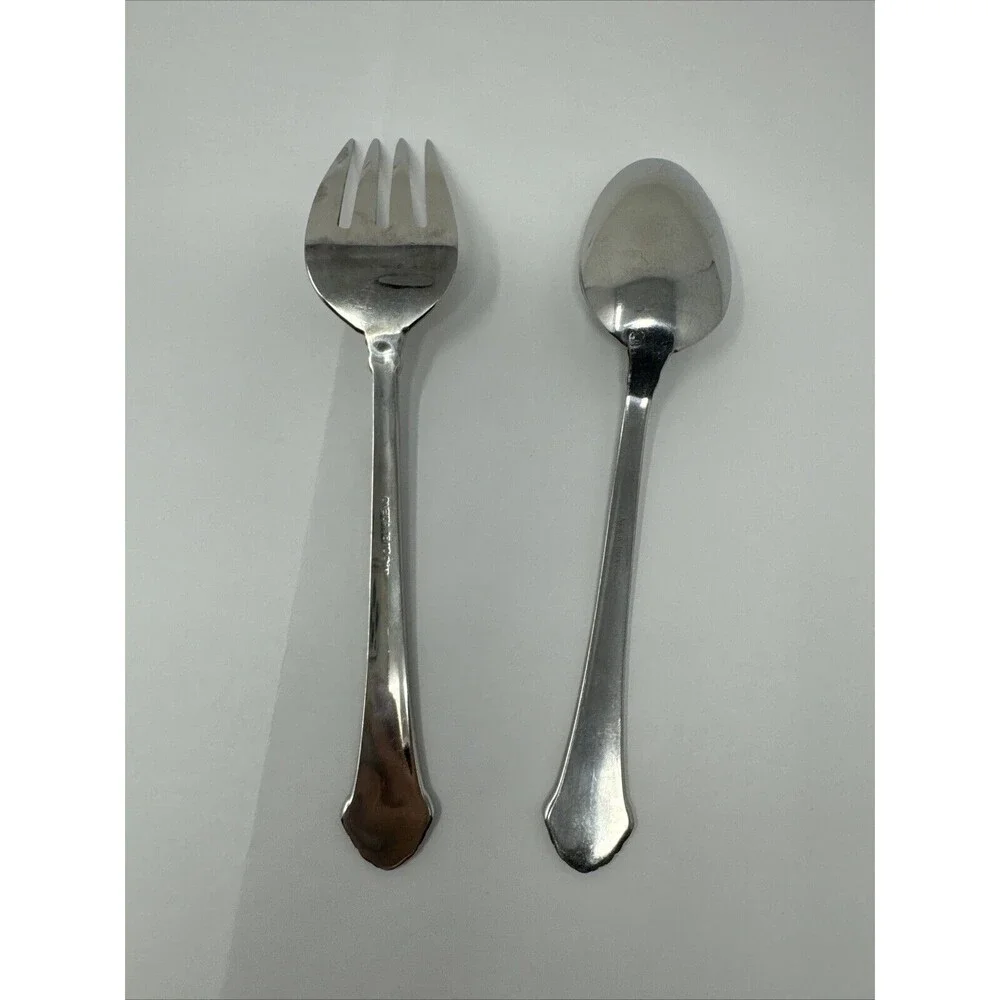 2pc Serving Pierced Fork & Serving Spoon Oneida PRINCETON 18/10 Stainless LOT 2